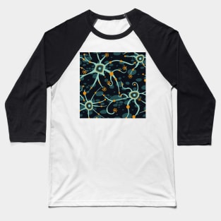 neural network - black and light green pattern Baseball T-Shirt